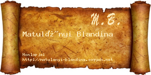 Matulányi Blandina névjegykártya